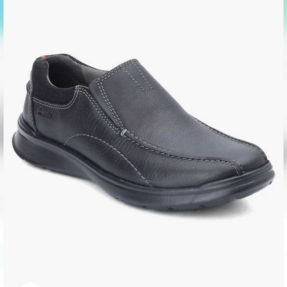 Clark's Mens Cotrell Step Slip-On Loafer Ortholite Sole Black and Grey 8.5